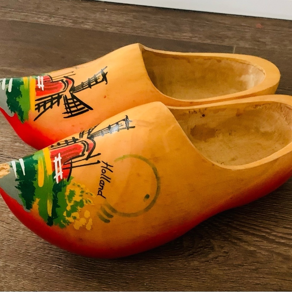 Wooden hand carved shoes